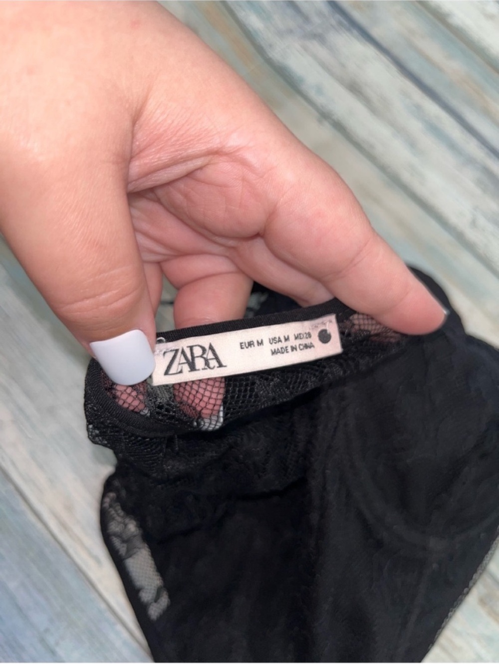 Zara Black Lace Corset Bustier Cami Crop Top Boned Sheer Size M Fits S - Picture 8 of 8